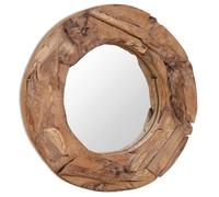Specchio Decorativo in Legno di Teak 60 cm Rotondo