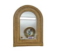 Specchio decorativo in vimini e bambù, forma ovale, una fusione di design artigianale ed eleganza naturale, ideale per completare spazi con uno stile naturale, bohémien o contemporaneo