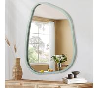 Specchio decorativo irregolare da parete specchio da bagno moderno specchio ovale da parete asimmetrico con cornice in legno specchio da parete forma unica da parete specchio artistico decorazione per