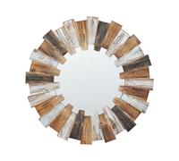 Beliani Specchio decorativo parete moderno rotondo 66 cm mano legno chiaro