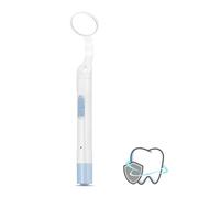 Specchio dentale ricaricabile anti-nebbia con doppia luce LED (giallo e bianco) - Strumento professionale di ispezione dentale (blu)