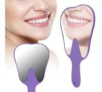Specchio Dentale, Specchio a Mano con Impugnatura a Forma di Dente Maniglia Portatile Specchietto Accessorio Dentale Portatile per Donne, Uomini e Bambini (viola)