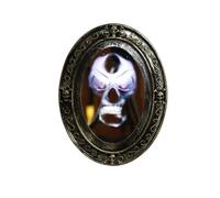 Specchio di Halloween con Teschio | Cornice Nera Decorata, Stile Barocco Ornamentale, Specchio con Sensore di Movimento, per Casa Stregata