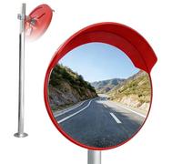 Specchio di sicurezza convesso con asta da 2 m, specchio grandangolare per la sorveglianza stradale, superficie in policarbonato e corpo in ABS per strade, parcheggi, vialetti(120cm)