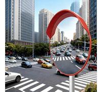 Specchio di sicurezza convesso, regolabile, per esterni, in policarbonato con retro in ABS, visiera protettiva, specchio per punti ciechi da parete/palo per garage, magazzini e vialetti(120cm/47in)