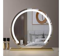 Specchio Di Vanità LED,Specchio Da Tavolo Per Il Trucco,specchio Illuminato,specchio Rotondo Per Il Trucco A Rotazione Di 360° Specchio Cosmetico Con Schermo Tattile E Dimmera ( Colore : oro , Misurar