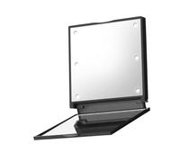 Specchio d'ingrandimento, Specchio per Trucco Illuminato Pieghevole per il Trucco, Materiale ABS e Vetro con 6 LED 3 Colori Modalità di Luce Light Viaggi, Cosmetici, Ufficio (BLACK)