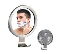 Specchio Doccia Antinebbia con Ventosa Potente e Gancio in Acciaio Inox, Specchi da Barba, Specchio da Bagno Impermeabile per Rasatura e Toeletta, 19x15 cm, Installazione Senza Foratura