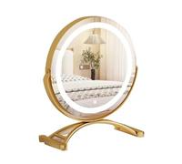 Specchio for il trucco da toeletta, moderno specchio a LED dorato con luci, grande for rotondo rotazione a 360°, dimmerabile e illuminato, for(Gold,36L x 30W cm)