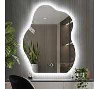 Specchio Forma Ondulata da Parete 50x70cm con Led Bianco Freddo Caldo e Naturale