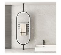 Specchio galleggiante ovale con luce LED regolabile in 3 colori e barra per appenderlo, perfetto per ingresso armadio e decorazione della casa (nero, 50 x 80 cm)