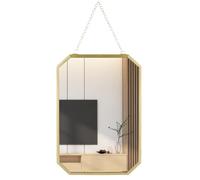Specchio geometrico da parete dorato con telaio in metallo e catena, specchio da appendere per bagno, camera da letto, ingresso, accento decorativo di vanità