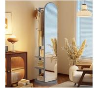 Specchio girevole 2 in 1 e appendiabiti girevole - Elegante specchio da pavimento in legno a tutta lunghezza per camera da letto e soggiorno, design regolabile a 360°, salvaspazio.