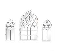 Specchio gotico unico con cornice in legno, riflessi acrilici trasparenti, elemento decorativo perfetto per qualsiasi spazio (MZ486A)