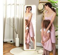 HOMCOM Specchio a figura intera con luce LED 150x40 cm Specchio da appoggio o da parete senza cornice con illuminazione a 3 colori Funzione memoria e Smart Touch per soggiorno camera da letto Nero