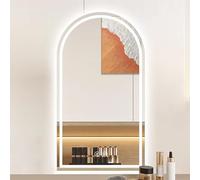 Specchio Illuminato Ad Arco, Specchio Da Bagno Con Luce LED, 40x70cm, 50x80cm, 50x90cm, 60x90cm, Specchio Da Trucco A Parete, Interruttore A Sfioramento, 3 Colori Dimmerabili, Antiappannamento ( Color