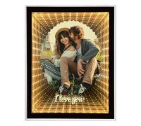 Specchio infinito personalizzato con foto, Specchio per il trucco con luce notturna a LED da tavolo, Regali personalizzati con cornice per foto per amici, coppie, famiglia, Decorazione della casa