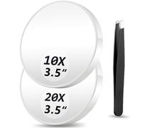Specchio ingranditore 10X e 20X, set da 3,5"" con due ventose e pinzette, set di specchi ingranditori da viaggio con borsa portaoggetti portatile,