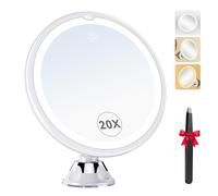 Specchio Ingranditore 20X con Luci a 3 Colori Luminosità Regolabile da Parete