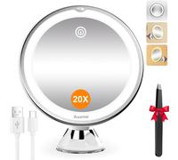 Specchio Ingranditore 20X, Specchio Trucco a 3 Colori D’Illuminazione, Luminosit