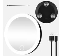Specchio ingranditore 30x da 10 cm con pinzette, specchio da trucco portatile da viaggio a LED con 3 ventose, specchio da trucco ingranditor