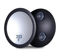 Specchio Ingranditore 30X per Trucco - Specchio Ingrandente Rotondo e Portatile con Tripla Ventosa per Truccarsi e per Epilazione Precisa, Magnifying Mirror - 15 cm (Nero)