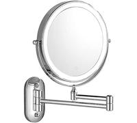 Specchio Ingranditore da Parete X5 da 8 Pollici, Specchi per Trucco A LED con 3 modalità Colore, Girevole A 360 °, Estensibile, Ricaricabile Tramite USB,Argento,1x/5X,outstanding78