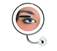 Specchio ingranditore per trucco GLOW BRIGHT FLEXI MIRROR con ventosa e luce Led. Specchio cosmetico flessibile illuminato da viaggio con luce da giorno e notturna. Rotondo per il make up.