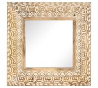 Specchio Intagliato a Mano 50x50x2,6 cm in Massello di Mango