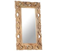 Specchio Intagliato a Mano 80x50 cm in Legno Massello di Mango