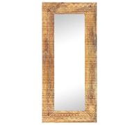 Specchio Intagliato a Mano Bianco 110x50x2,5 cm Legno di Mango