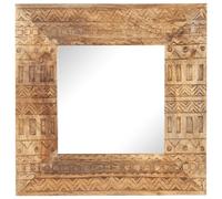 Specchio Intagliato a Mano Bianco 50x50x2,5cm in Legno di Mango