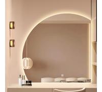 Specchio Intelligente, Specchio Da Bagno Illuminato A Forma Di Mezzo Cerchio, Specchio Da Trucco A LED Con Luci, Tri-colore Dimmerabile, Montato A Parete, Adatto Per Bagno(60 * 60cm)