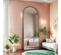 Specchio intero 162 x 53 cm, specchio da parete o specchio ad arco con supporto, robusto telaio in alluminio, grande specchio per camera da letto, soggiorno, nero