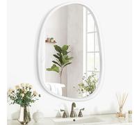 Specchio irregolare da parete, ovale, asimmetrico, moderno, unico, decorativo, bagno, soggiorno, camera da letto, ingresso, corridoio, specchio artistico da appendere, 35 x 25 cm, grigio