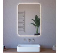 Specchio LED 110x90 illuminazione perimetrale e angoli raggiati, a filo lucido con installazione reversibile