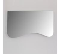 Specchio led 90x55 cm con bordo superiore in vetro satinato e telaio in mdf