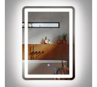 ledscom.de Specchio LED BALI con illuminazione, 50 cm x 70 cm, 1695 lm, bianco
