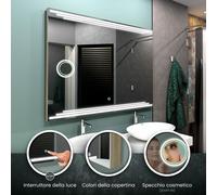 Specchio LED BIRMA | Specchio Cosmetico | Copertina 3 Colori | Interruttore