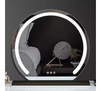 Specchio LED con Specchio per Il Trucco Illuminato Dimmerabile, Grande Specchio da Toeletta, Touch Screen, Specchio da Tavolo Ricaricabile, per Toletta E Camera da Letto, Black, 62cmx58cm