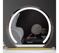 Specchio LED con Specchio per Il Trucco Illuminato Dimmerabile, Grande Specchio da Toeletta, Touch Screen, Specchio da Tavolo Ricaricabile, per Toletta E Camera da Letto, Gold, 52cmX48cm