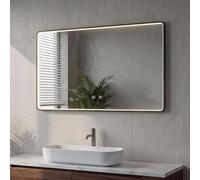 Specchio LED da bagno con cornice in alluminio 100x60cm,antiappannamento | 3 temperature di colore, Regolazione continua, funzione memoria, specchio HD, IP44, montaggio a parete orizzontale/verticale