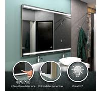 Specchio LED DENVER | 3 colori di copertina | Interruttore [EEK: A++]