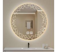 Specchio LED dimmerabile da 6000 K, senza cornice, anti-appannamento, con interruttore touch, ideale per trucco e decorazione della camera da letto (70 x 70 cm)