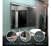 Specchio LED GIZA | 3 colori di copertina | Orologio | Interruttore [EEK: A++]