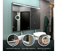 Specchio LED GIZA | Specchio Cosmetico | Copertina 3 Colori | Interruttore [EEK: A++]
