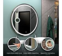 Specchio LED LONDON | Specchio Cosmetico | Copertina 3 Colori | Interruttore