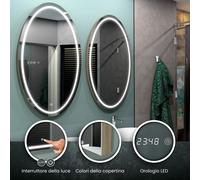 Specchio LED PANAMA | 3 colori di copertina | Orologio | Interruttore
