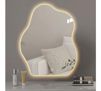 Specchio LED per bagno, specchio da bagno irregolare a forma di nuvola, specchio da trucco dimmerabile per parete, memoria, 3 colori, specchio da bagno a parete con controllo touch (dimensioni: 50 x