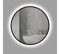 Specchio LED Rotondo per Stanza, Specchio da Parete, Specchio da Stanza con Luci, Specchi Retroilluminati Vity con Cornice Nera, Opzione Luce Bianca/Luce Calda, White Light, 60cm/24in